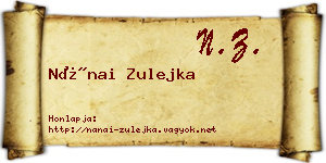 Nánai Zulejka névjegykártya